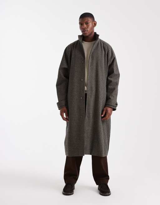 ASOS DESIGN - Cappotto effetto lana taglio lungo a quadri