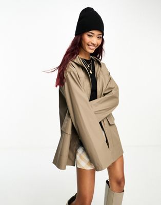 ASOS DESIGN rubberised rain coat in mushroom - ASOS Price Checker