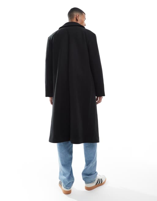 ASOS DESIGN - Cappotto lungo effetto lana nero, 4 di 4