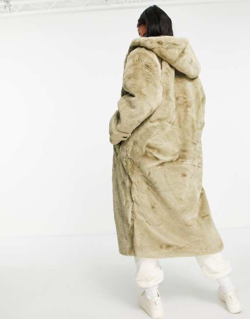 Cappotto doppiopetto in finto montone salvia Asos Donna Abbigliamento Cappotti e giubbotti Giacche Montoni 