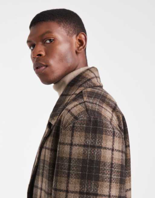 ASOS DESIGN - Cappotto oversize e lungo effetto lana marrone a quadri, 4 di 5