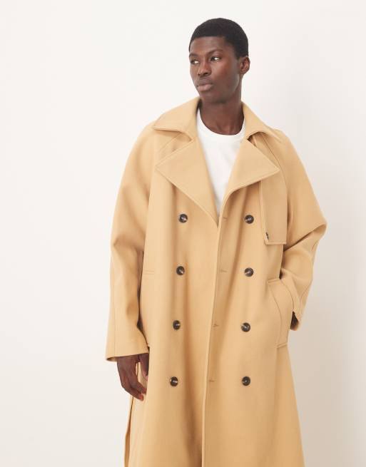 ASOS DESIGN - Cappotto oversize effetto lana color cammello