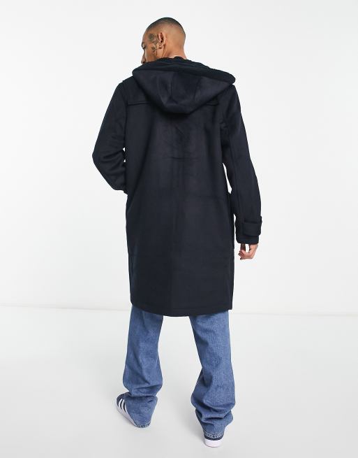 ASOS DESIGN - Cappotto oversize in misto lana blu navy con fodera in pile borg, 2 di 4