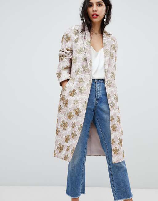 ASOS DESIGN - Cappotto slim in jacquard