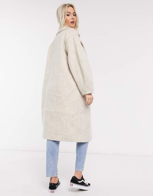 ASOS DESIGN - Cappotto spazzolato con dettaglio sulle maniche grigio pietra, 2 di 4
