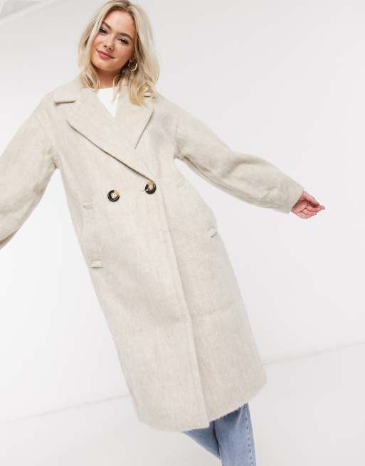 ASOS DESIGN - Cappotto spazzolato con dettaglio sulle maniche grigio pietra, 3 di 4
