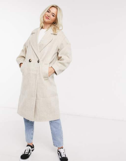 ASOS DESIGN - Cappotto spazzolato con dettaglio sulle maniche grigio pietra, 4 di 4