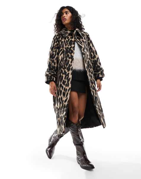 ASOS DESIGN - Cappotto taglio lungo con colletto e stampa animalier - view 1