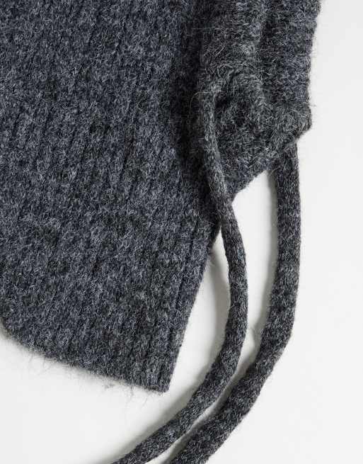 ASOS DESIGN cappuccio lavorato a maglia grigio antracite, 2 di 3