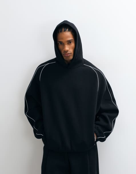 ASOS DESIGN cappuccio oversize estremo con profili in policotone nero co - view 1