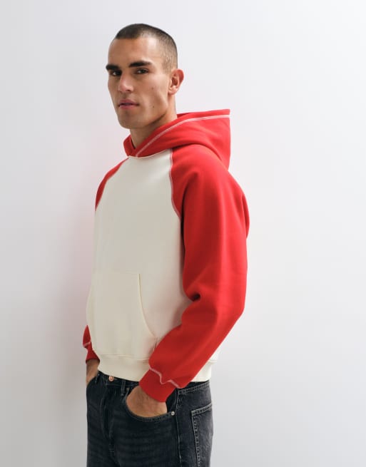 ASOS DESIGN cappuccio oversize squadrato con maniche raglan e cuciture a contrasto in écru, 2 di 5