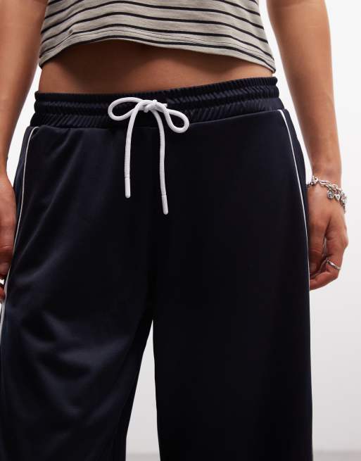 ASOS DESIGN capri in tricot con banda laterale navy, 4 di 5