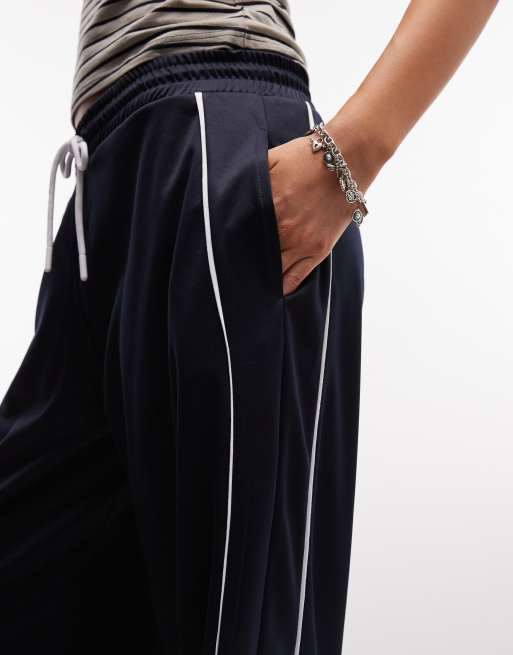 ASOS DESIGN capri in tricot con banda laterale navy, 5 di 5