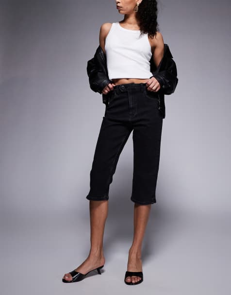 ASOS DESIGN capri jean with front pockets in black - view 1