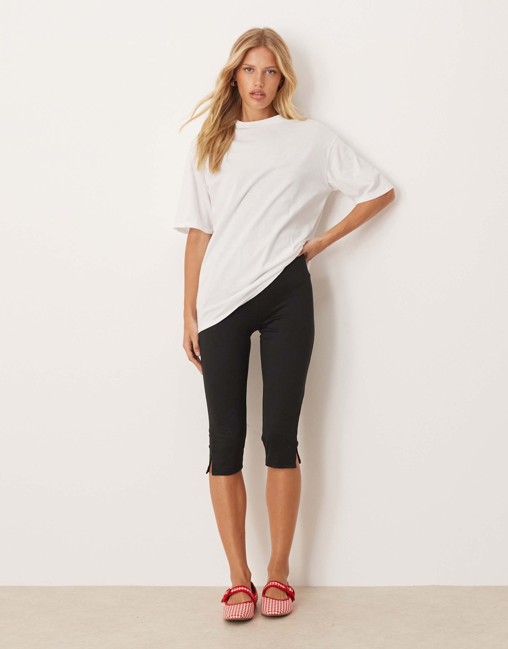 asos design capri jumpsuit with oversized t-shirt overlay in black and white