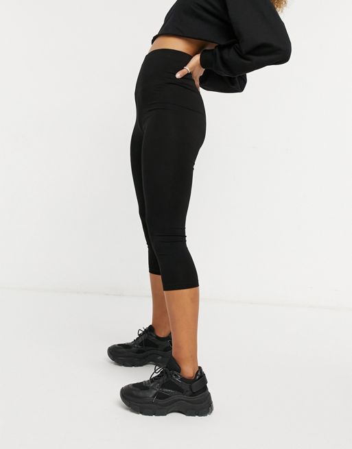 ASOS DESIGN capri leggings with bow detail in black