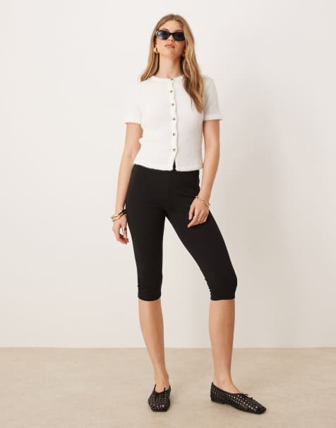 ASOS DESIGN capri legging shorts in black - view 1