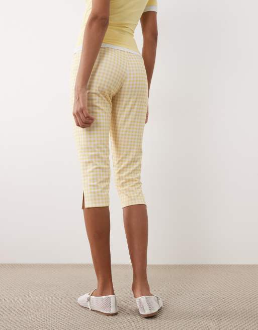 ASOS DESIGN capri leggings in buttermilk yellow gingham, 3 of 5