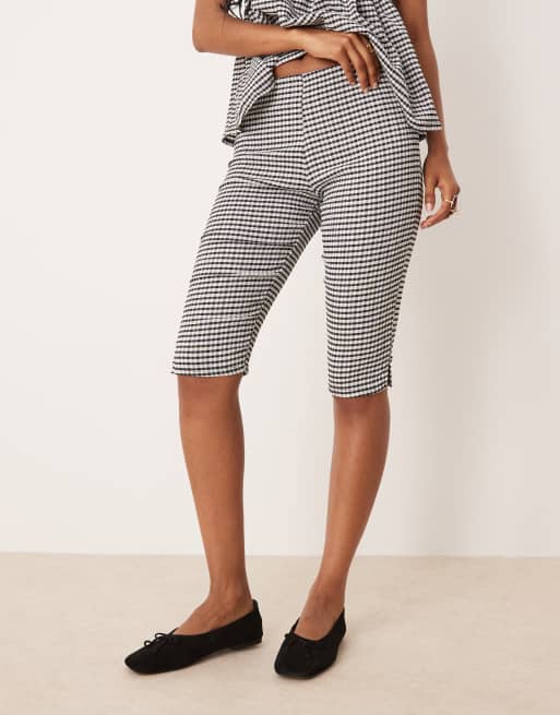 【Sinoon】 Gingham Capri Pants / 追跡付 EZAPINE Women Gingham Pants Summer Casual Loose Lightweight