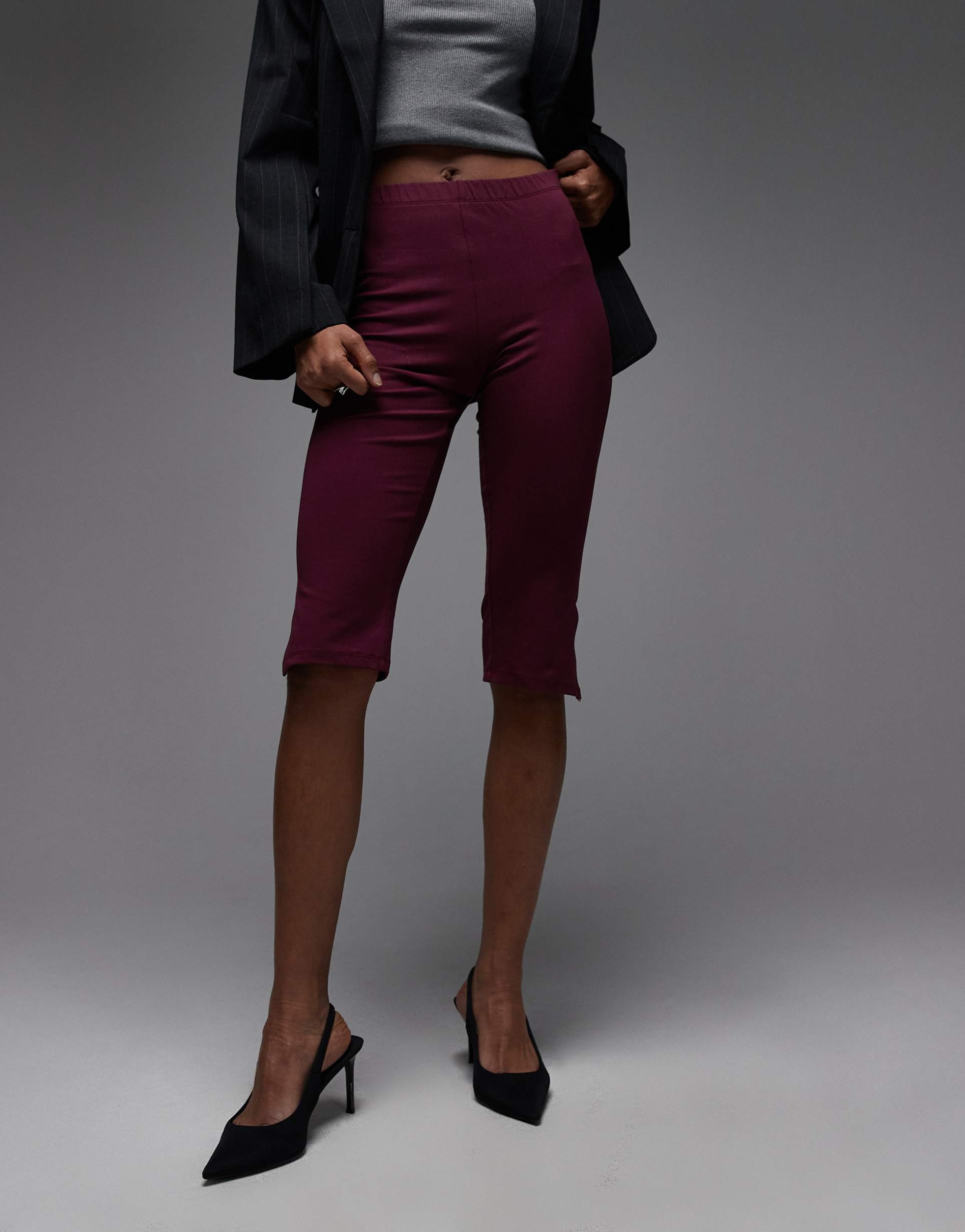 asos design capri leggings in plum