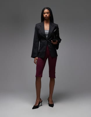 Asos Design Capri Leggings In Burgundy