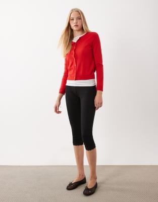 Asos Design Capri Leggings With Lace Trim In Black