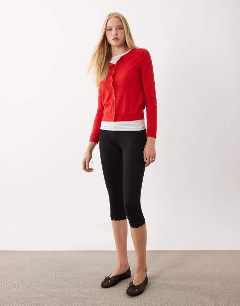 ASOS DESIGN capri leggings with lace trim in black - view 1