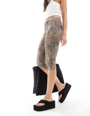 Asos Design Capri Pants In Leopard Print-multi