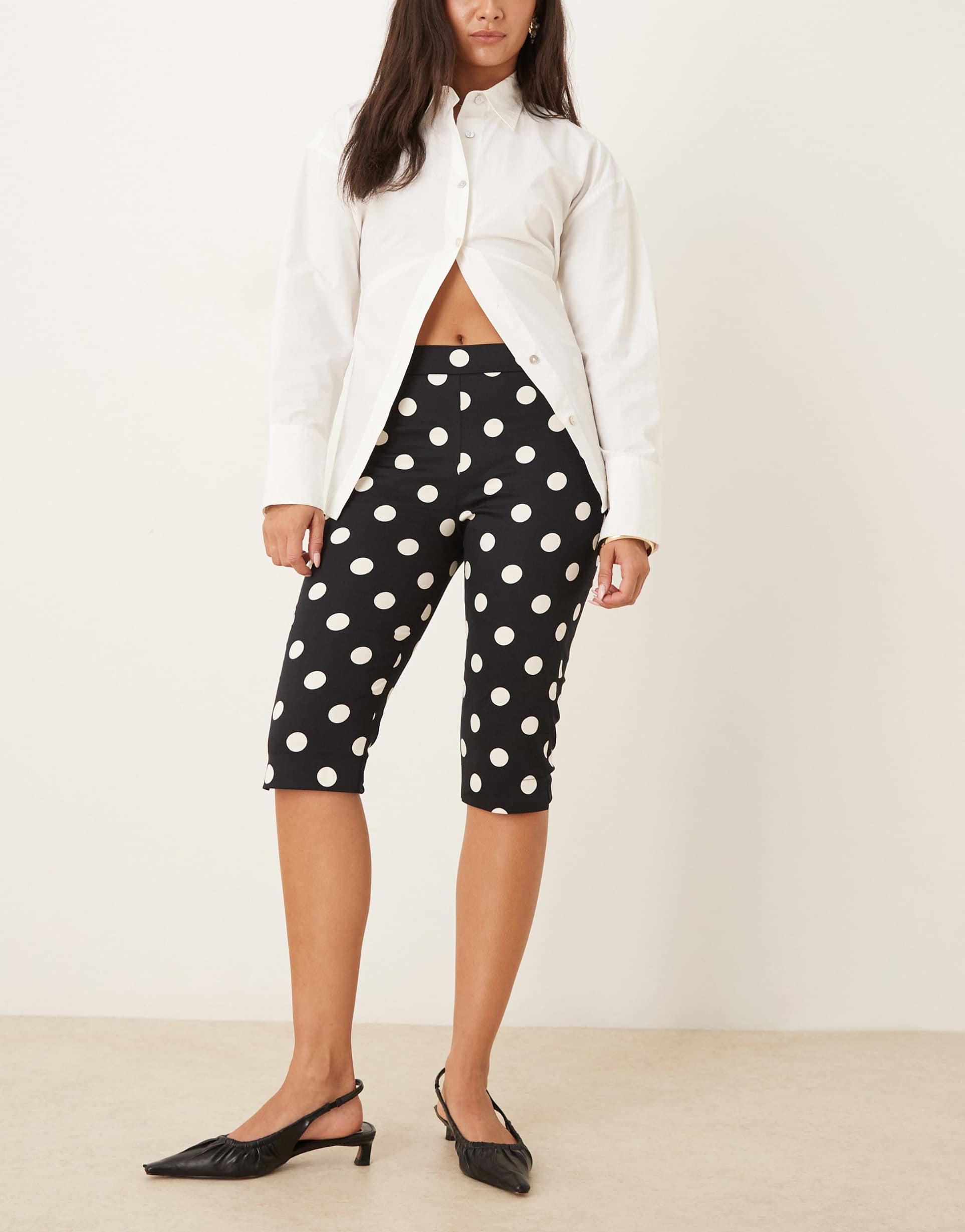 asos design capri pants in polka dot