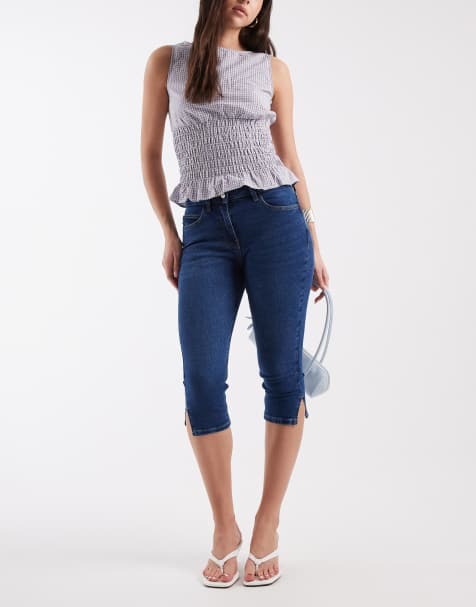 ASOS DESIGN capri pants in washed denim - view 1