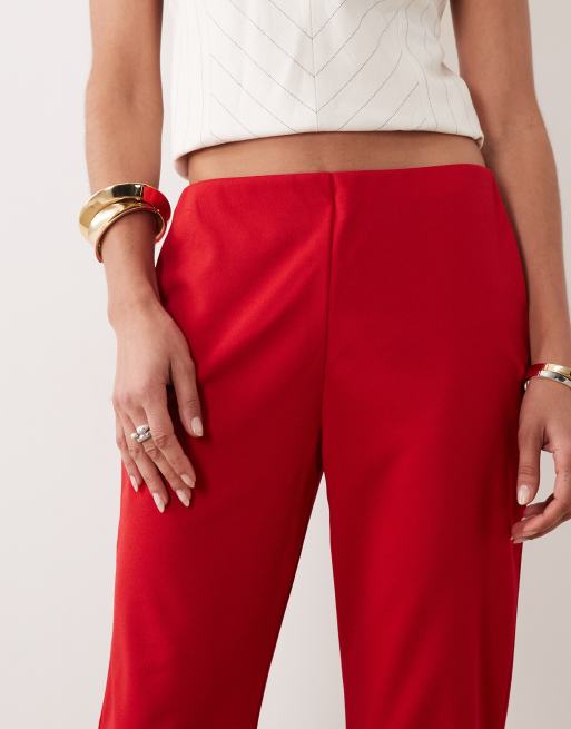 ASOS DESIGN capri pants with side slit in red, 3 of 5