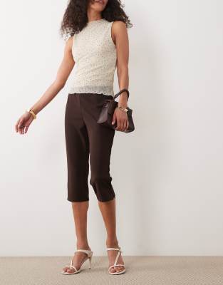 Asos Design Capri Pants With Side Split In Brown