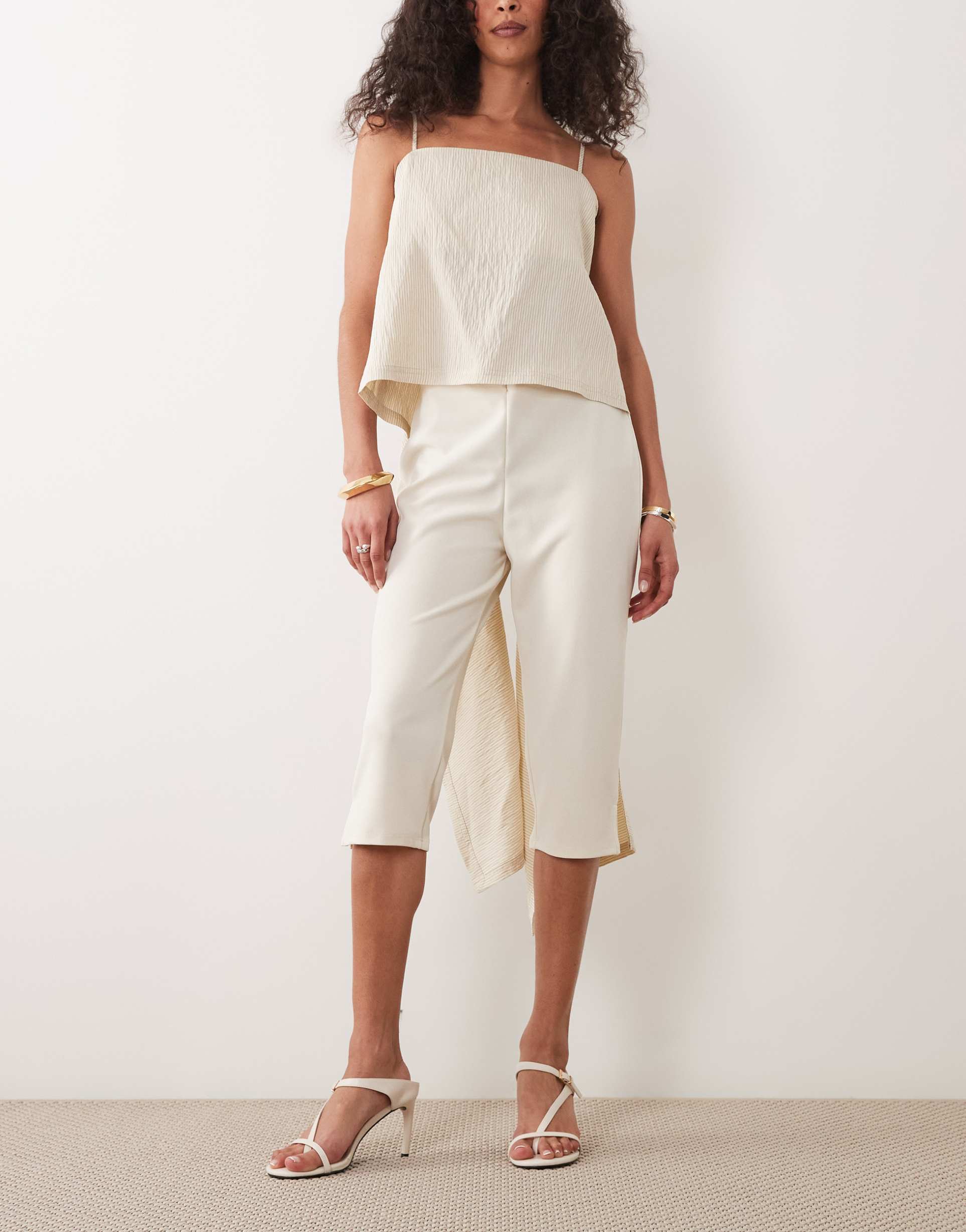 asos design capri pants with side split in cream