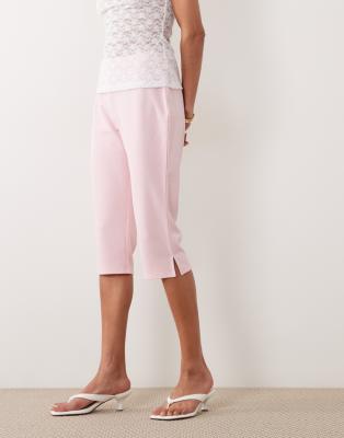 Asos Design Capri Pants With Side Split In Pink