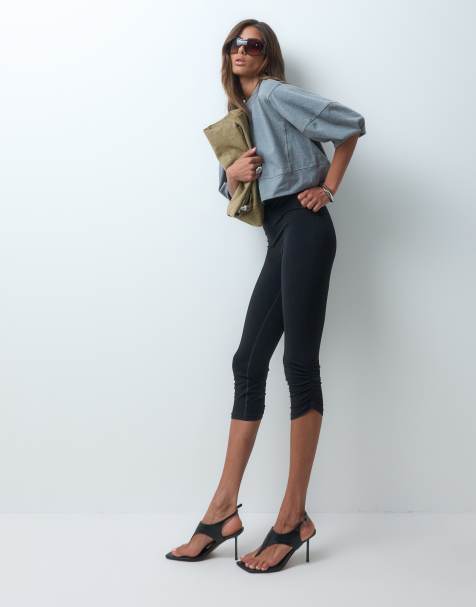 ASOS DESIGN capri seamless avec détail d’ourlet froncé en noir - view 1