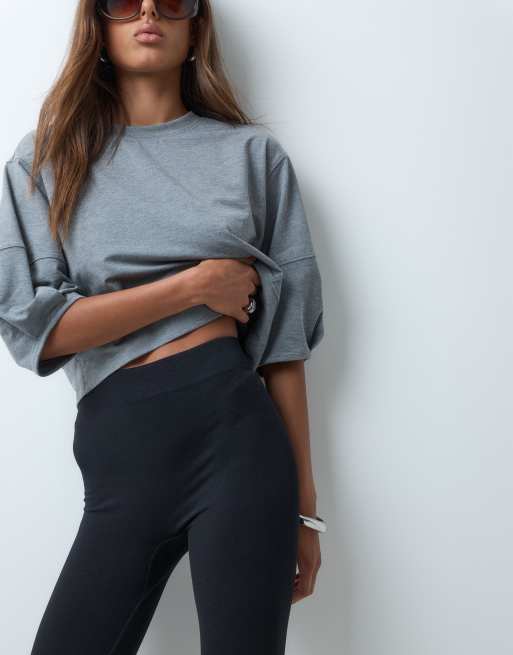 ASOS DESIGN capri seamless con fondo arricciato nero, 5 di 5