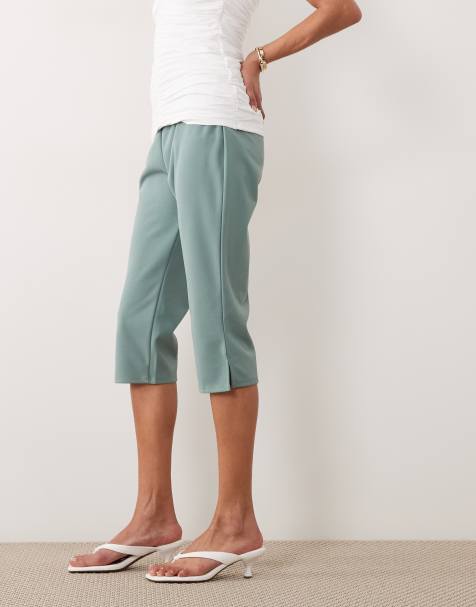 ASOS DESIGN capri trousers with side split in duck egg - view 1