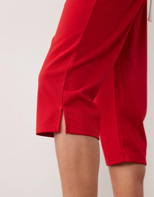 ASOS DESIGN capri trousers with side split in red, 5 of 5