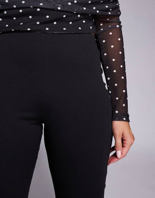 ASOS DESIGN - Capribroek van pontestof met ruches van mesh in zwart , 4 van 5