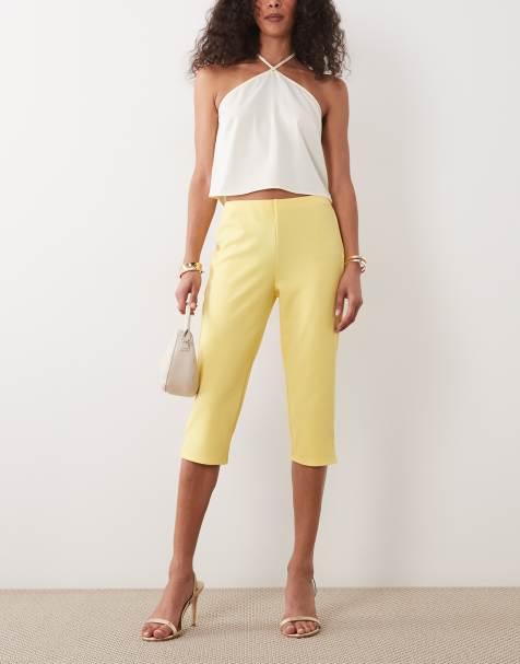 ASOS DESIGN – Caprihose in Gelb mit Seitenschlitz - view 1