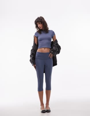 ASOS DESIGN - Caprihose mit Umschlag in Blau, Kombiteil