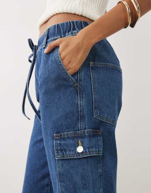 ASOS DESIGN capri's met lage taille in middenblauw, 4 van 5