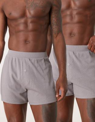 ASOS DESIGN ASOS DESIGN capsule collection 2 pack jersey boxer in light grey-Neutral