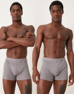 ASOS DESIGN ASOS DESIGN capsule collection 2 pack trunks in light grey-Neutral