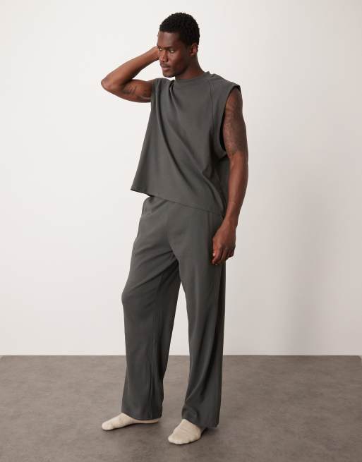 ASOS DESIGN capsule collection oversized tank and pants lounge set in dark grey