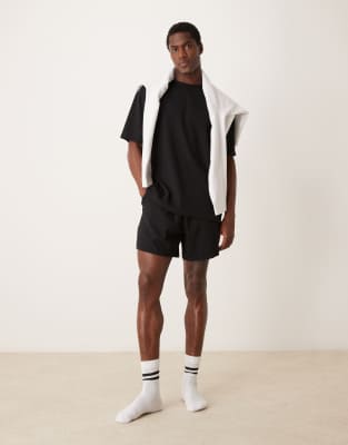 ASOS DESIGN capsule collection relaxed t-shirt and shorts lounge set in black-Green φωτογραφία