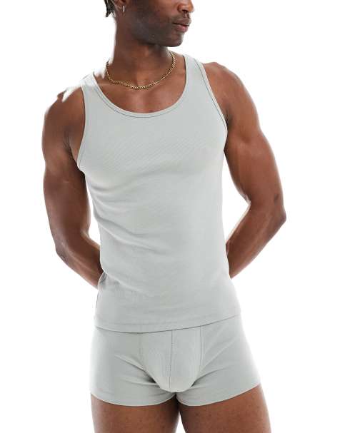 ASOS DESIGN capsule collection rib muscle vest in light green - view 1