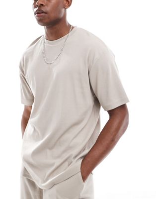 capsule collection rib relaxed fit T-shirt in stone-Neutral