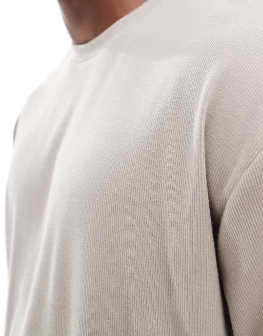 ASOS DESIGN capsule collection rib relaxed fit t-shirt in stone, 3 of 4