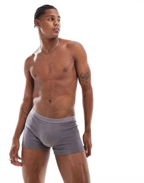 ASOS DESIGN capsule collection rib trunks in charcoal - view 1